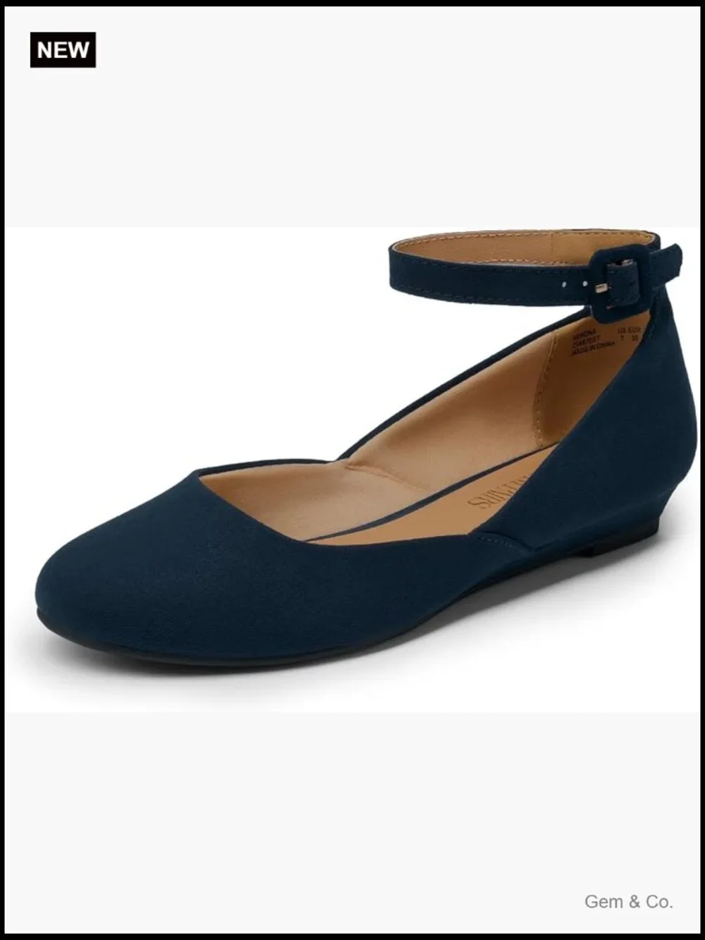 Dress Flats Ballet Low Wedge Round Toe Ankle Strap Comfortable Casual Flats